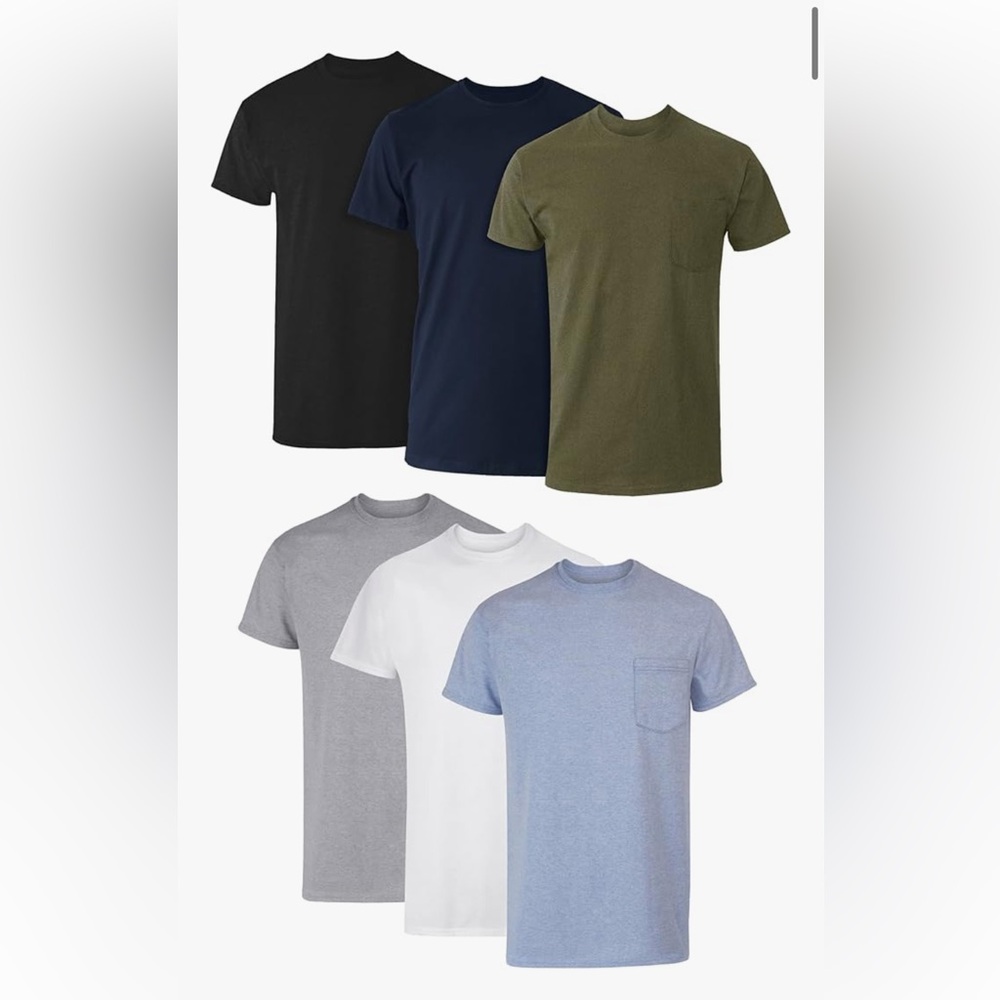 6 Hanes Men's Short Sleeve Pocket Tees